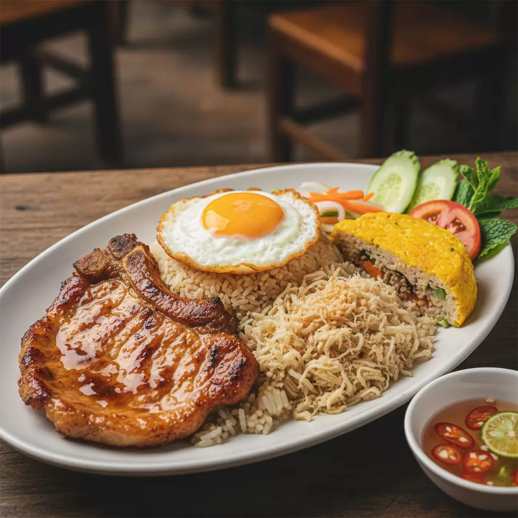 Cơm tấm sườn bì chả  Món ăn sáng biểu tượng của người dân thành phố