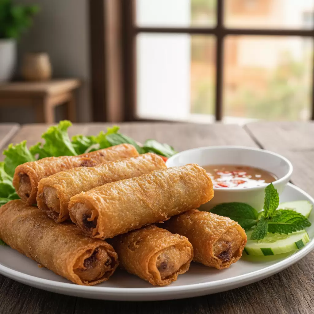 Chả giò chiên là món khai vị kinh điển trong mọi bữa tiệc Việt