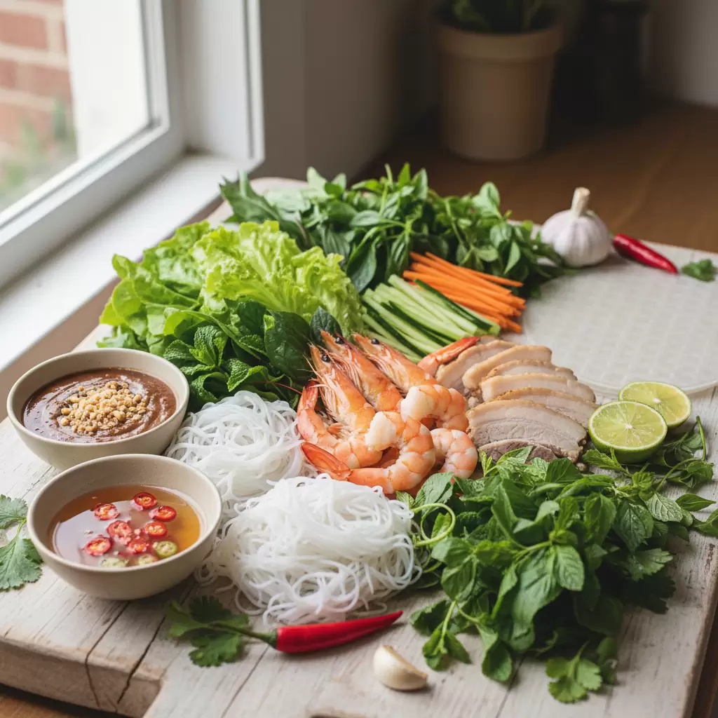 Nguyên liệu tươi ngon là yếu tố then chốt tạo nên giá trị dinh dưỡng cho món cuốn