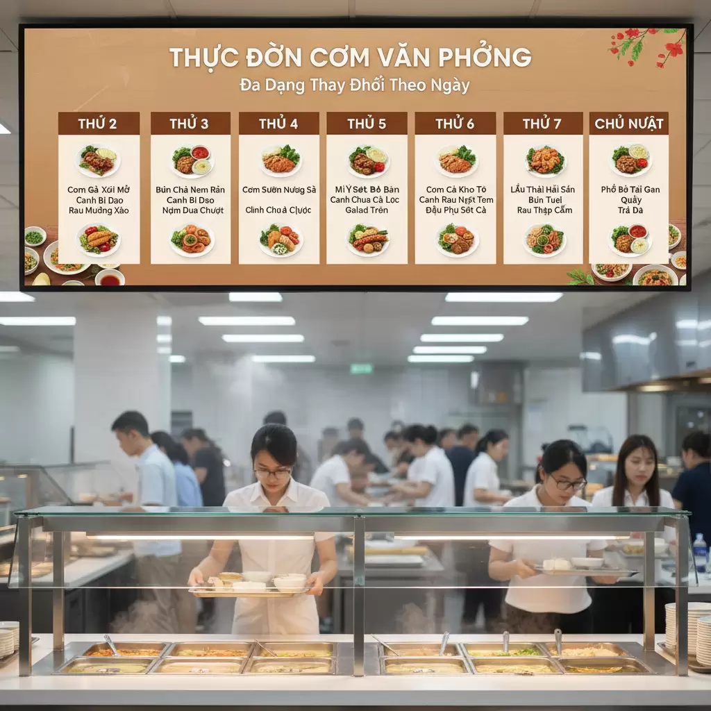 Sự đa dạng và cân bằng trong thực đơn giúp bữa trưa công sở luôn hấp dẫn