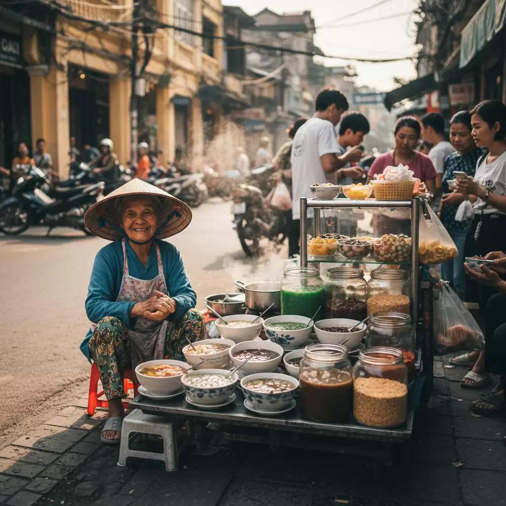 Thưởng thức chè trên vỉa hè là một trải nghiệm văn hóa đặc trưng tại Việt Nam