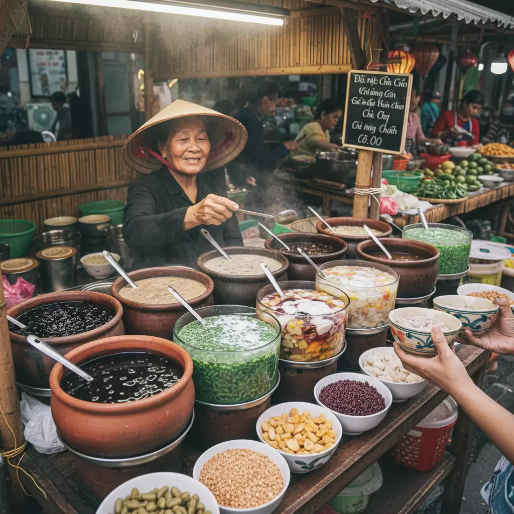 Các sạp chè trong chợ truyền thống luôn là điểm đến yêu thích của du khách