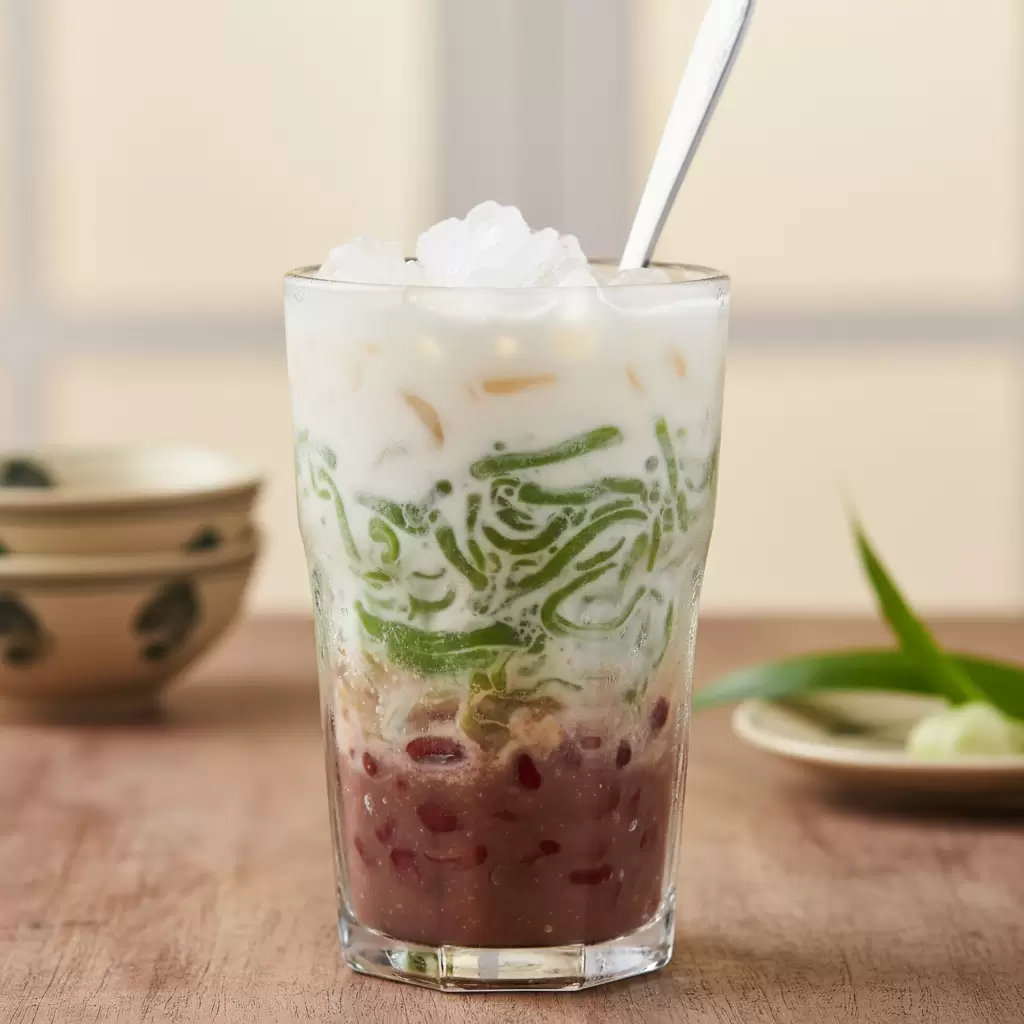 Chè ba màu với các lớp nguyên liệu rực rỡ thu hút mọi ánh nhìn