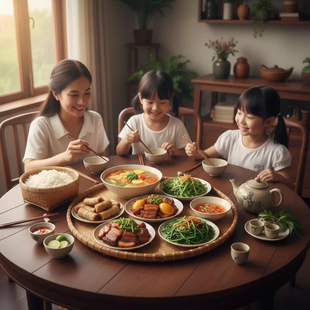 Sự kết hợp hoàn hảo giữa món ăn truyền thống và đồ uống giải khát kiểu Việt giúp bữa cơm gia đình thêm trọn vẹn