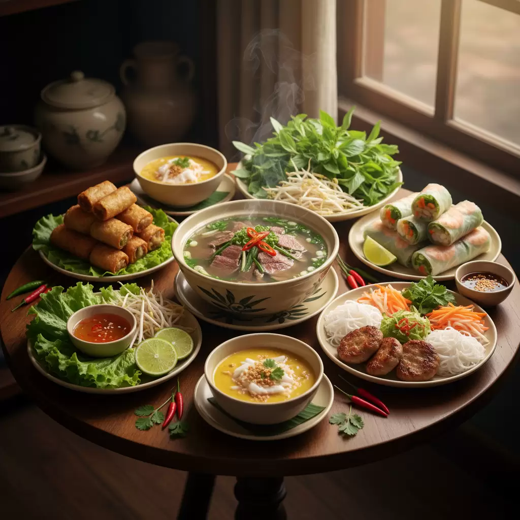 Triết lý ngũ hành được thể hiện qua màu sắc và hương vị đa dạng của món ăn