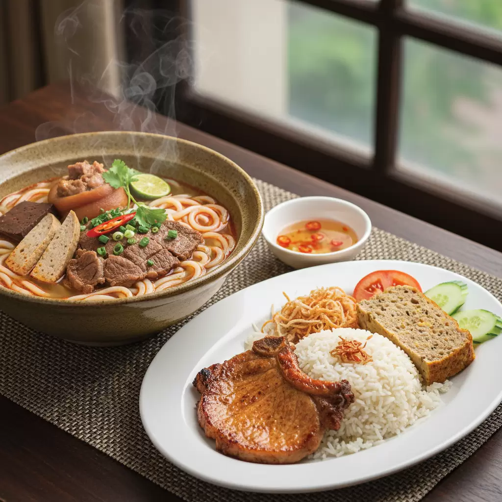 Cơm tấm và Bún bò Huế đại diện cho tinh hoa ẩm thực miền Nam và miền Trung