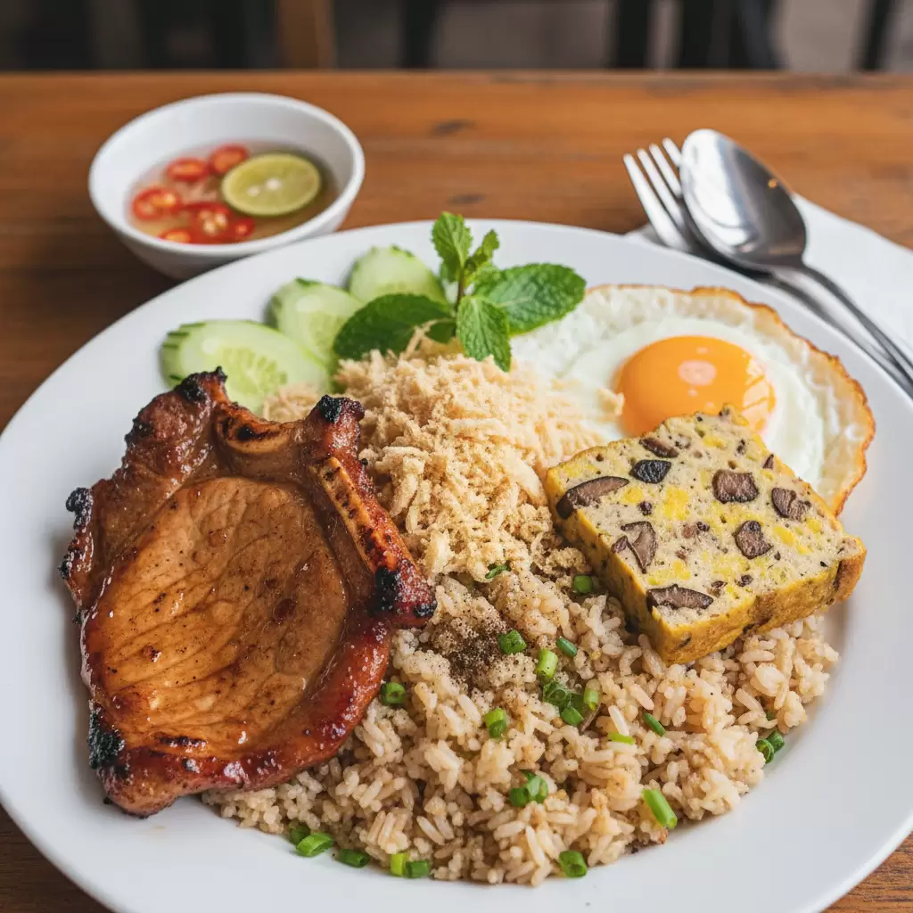 Cơm tấm sườn bì chả là món ăn đậm đà dễ ăn và hoàn toàn không cay