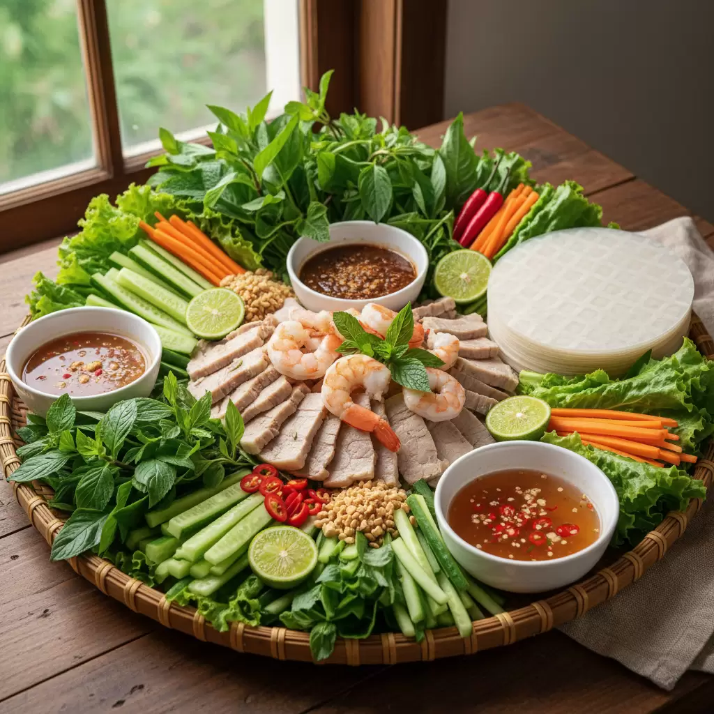 Văn hóa món cuốn trong ẩm thực Việt Nam phản ánh sự tinh tế và phong phú của nguyên liệu địa phương