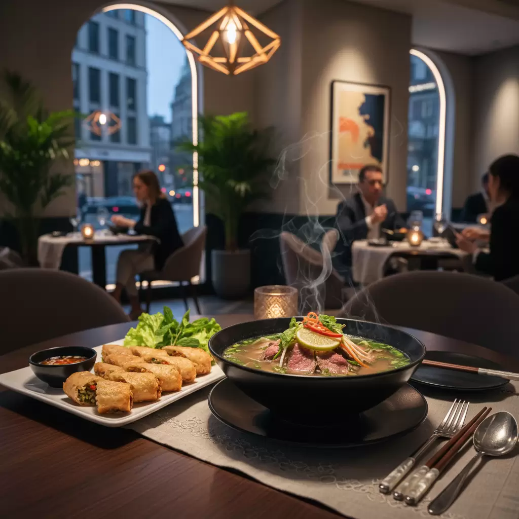 Sự giao thoa giữa nét bình dân và không gian sang trọng của ẩm thực Việt