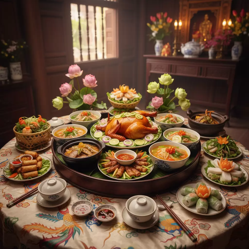 Mâm cỗ truyền thống là nét đẹp văn hóa tinh túy thể hiện sự sum vầy của người Việt