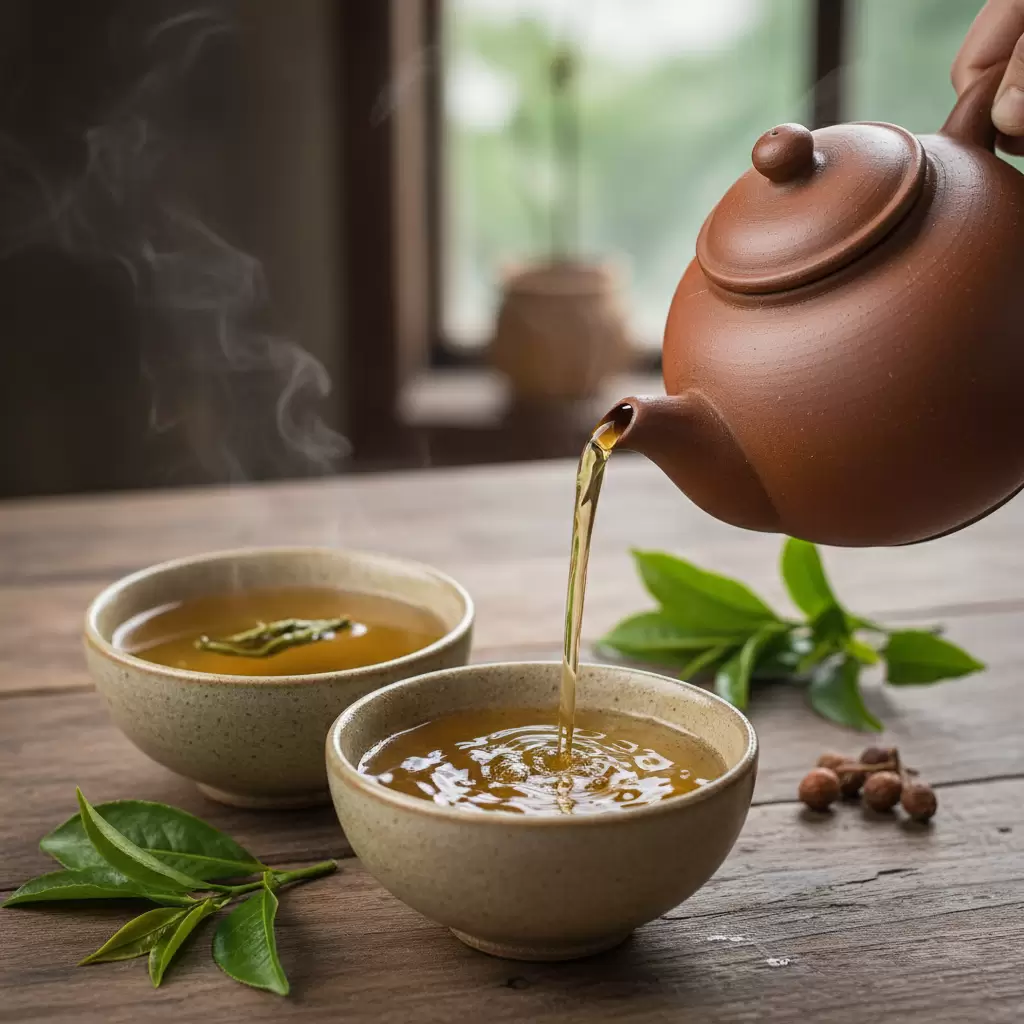 Trà xanh và nước vối giúp thanh lọc cơ thể và hỗ trợ hệ tiêu hóa