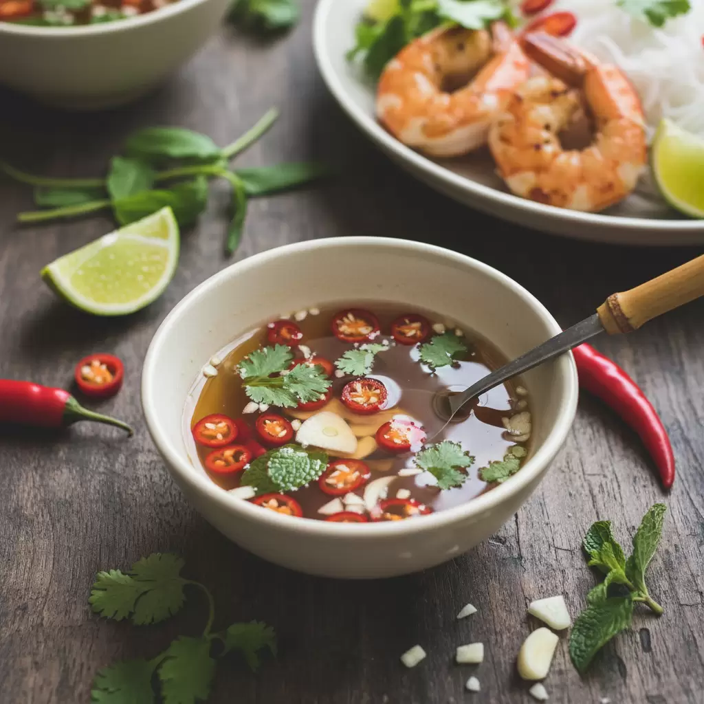 Nước chấm và rau thơm tươi sống giúp nâng tầm hương vị món ăn Việt