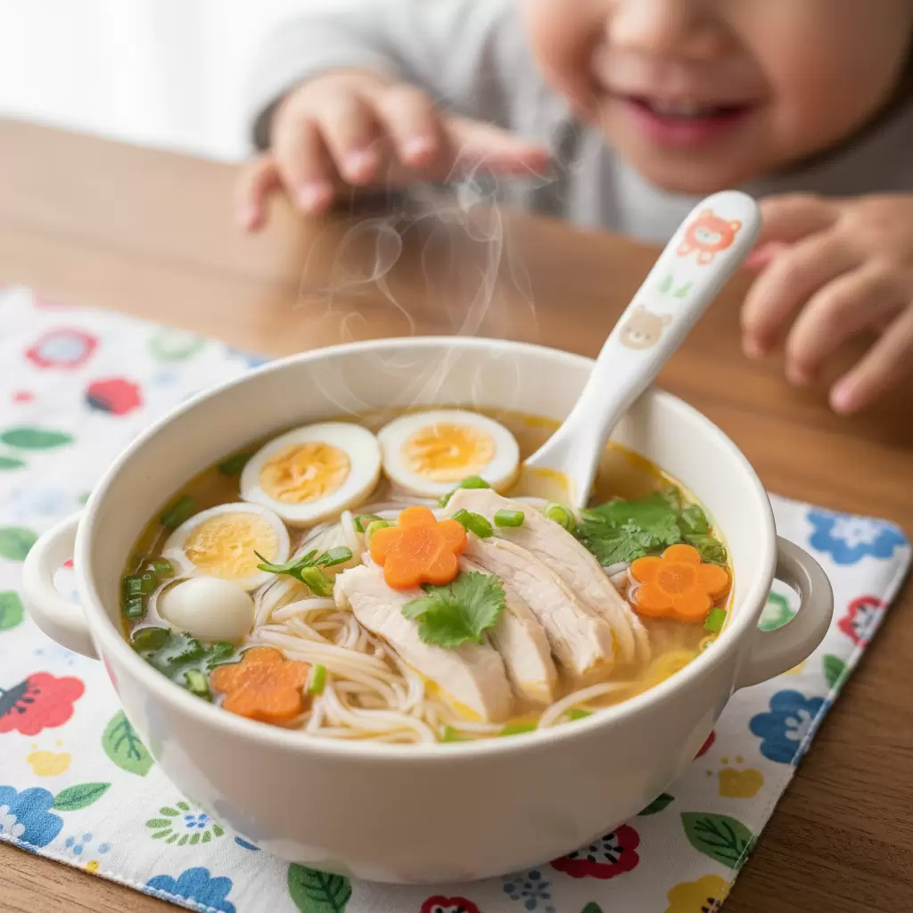 Phở gà là món nước giàu dinh dưỡng được nhiều trẻ em yêu thích