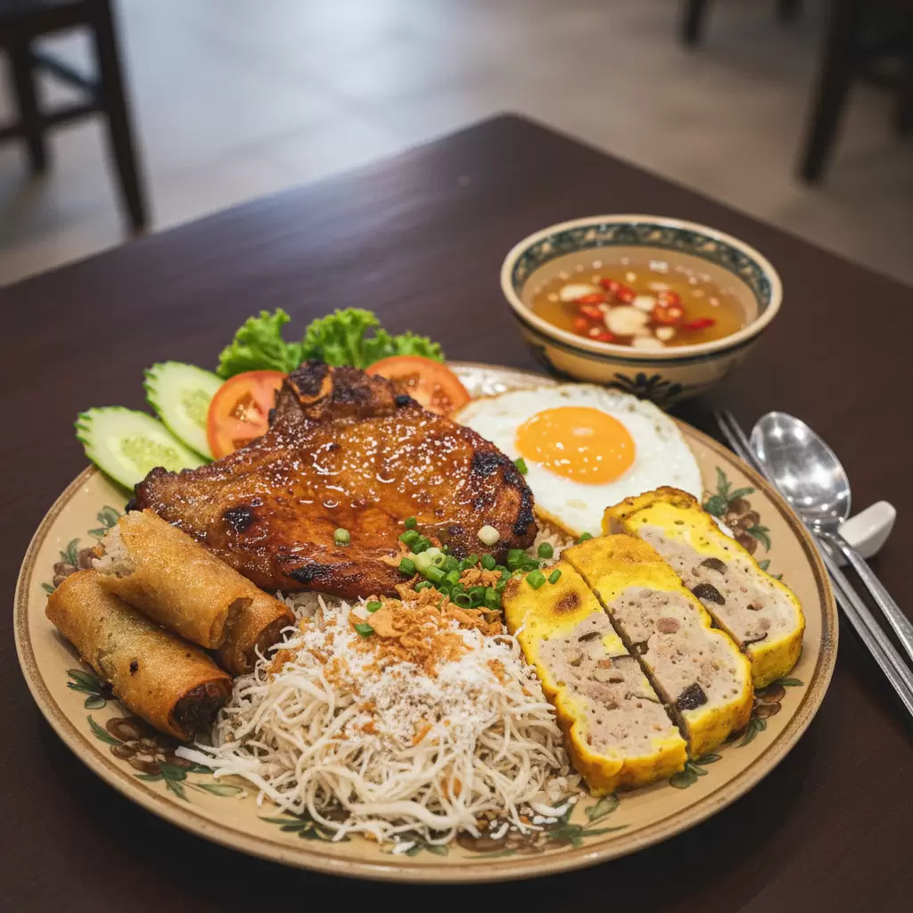 Cơm tấm sườn bì chả  Món ăn sáng mang đậm linh hồn của ẩm thực Sài Gòn