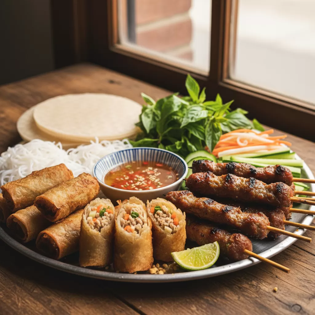 Chả giò và Nem lụi là những món chiên nướng hấp dẫn mọi thực khách quốc tế