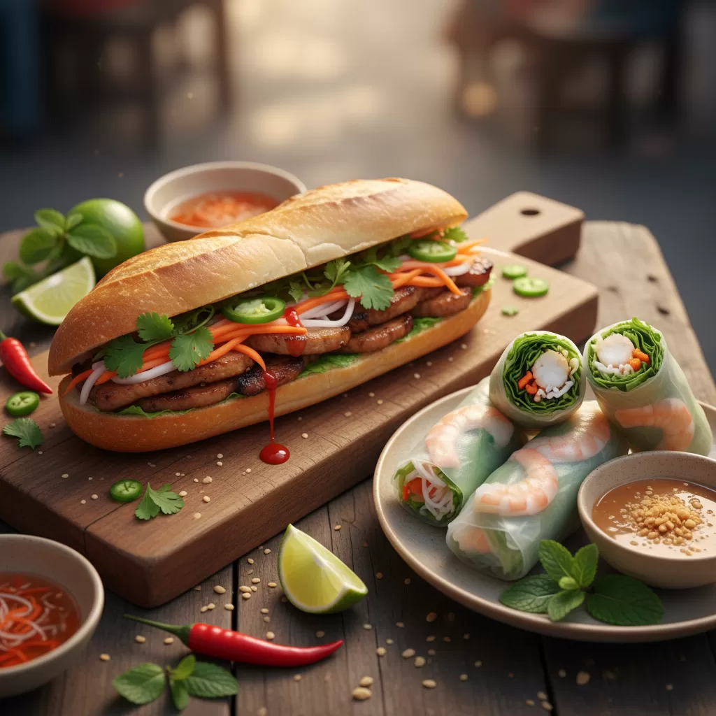 Bánh mì và Gỏi cuốn là những món ăn nhẹ cực kỳ phổ biến và dễ ăn