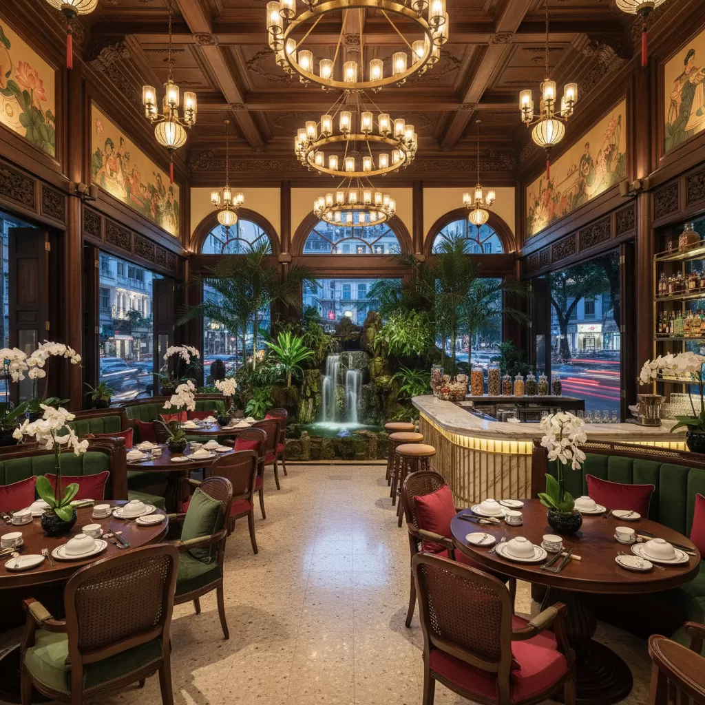 gemini_image_1770272804 Các nhà hàng tại Quận 1 cung cấp không gian ẩm thực chuyên nghiệp cho du khách quốc tế