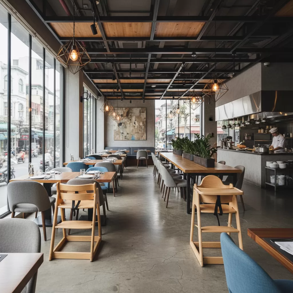 Không gian nhà hàng thoáng đãng giúp trải nghiệm ẩm thực của gia đình trọn vẹn hơn