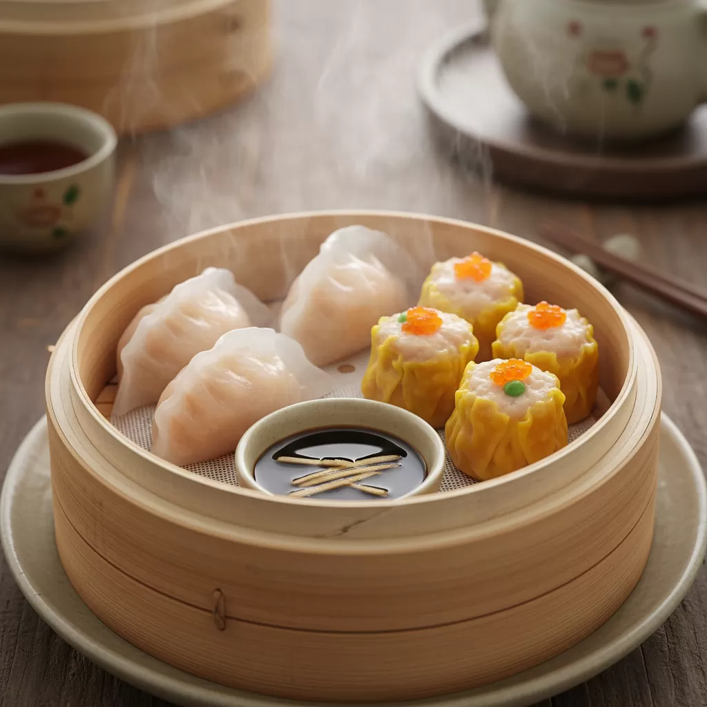 Các xửng dimsum nóng hổi với đa dạng các loại bánh hấp dẫn