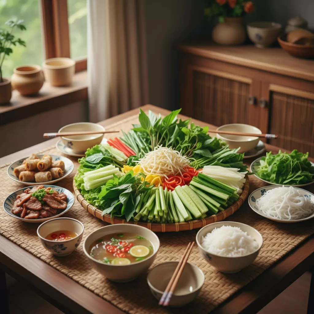 Món Việt ăn kèm rau sống mang đậm hơi thở quê hương giữa lòng phố thị