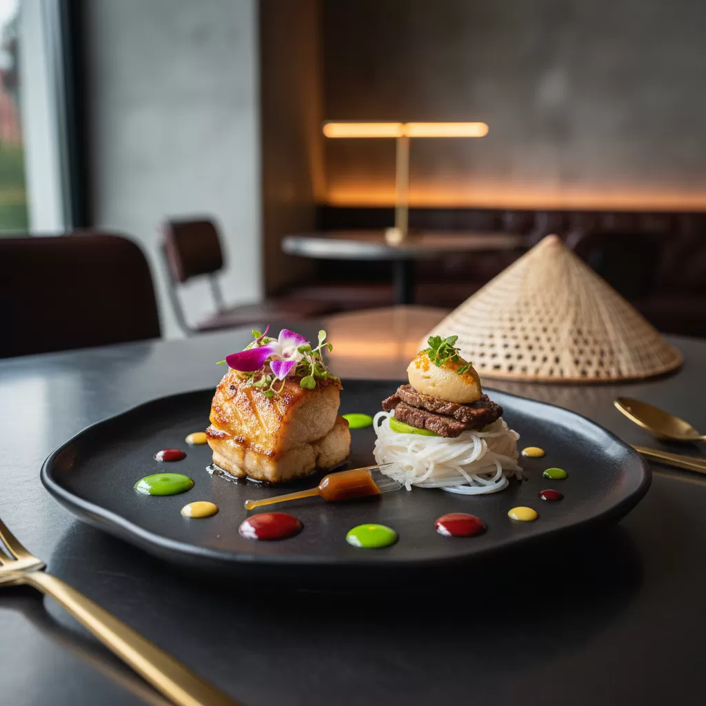 Món ăn Việt Nam được trình bày tinh tế theo phong cách fine dining hiện đại