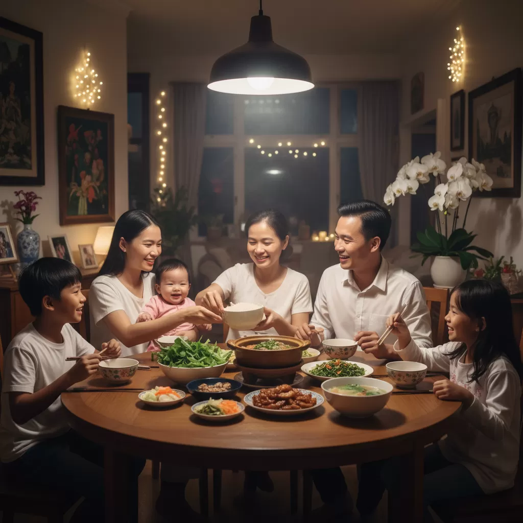 Bữa cơm tối là khoảnh khắc gắn kết các thế hệ trong gia đình Việt