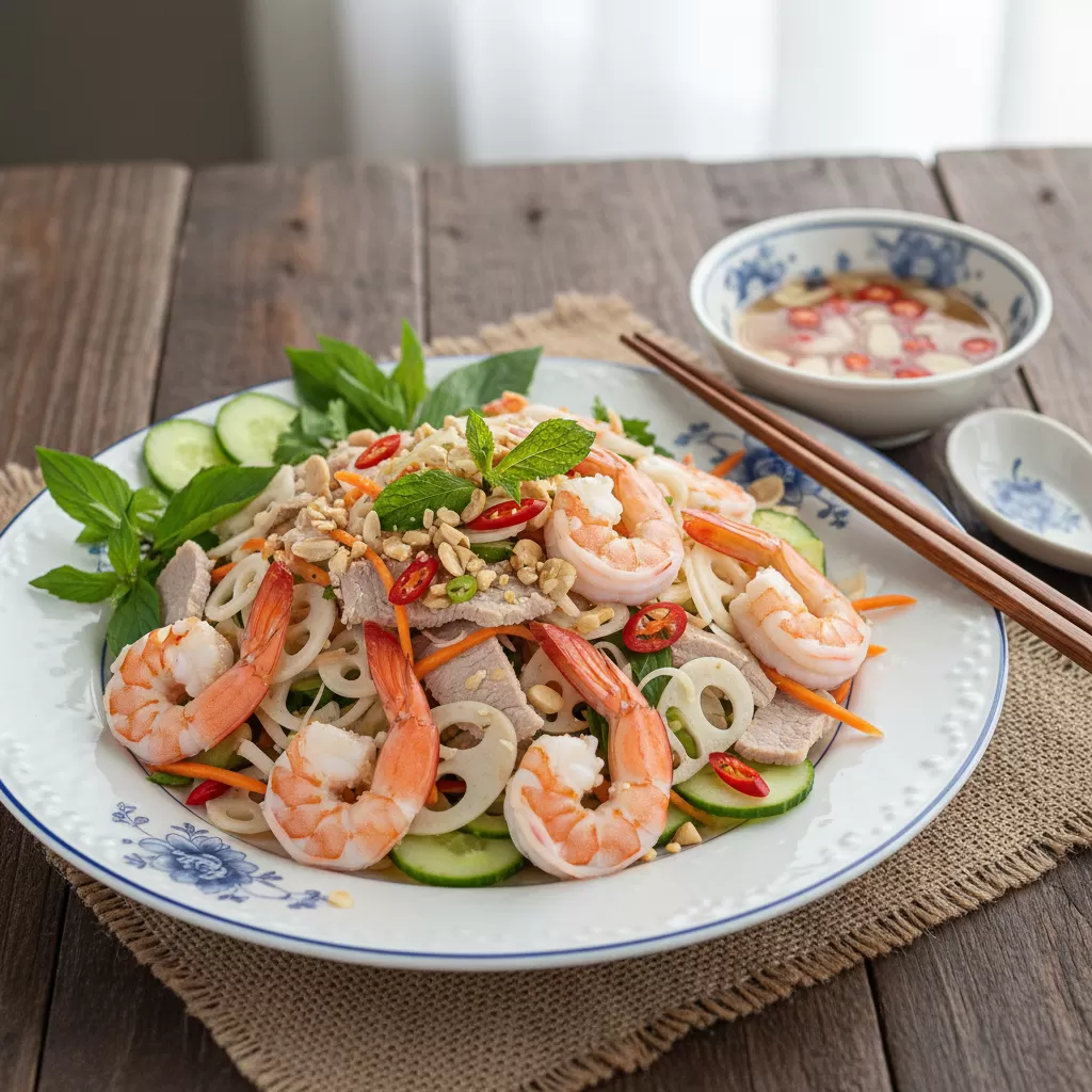 Gỏi ngó sen tôm thịt  món ăn khai vị quốc hồn quốc túy trong ẩm thực Việt