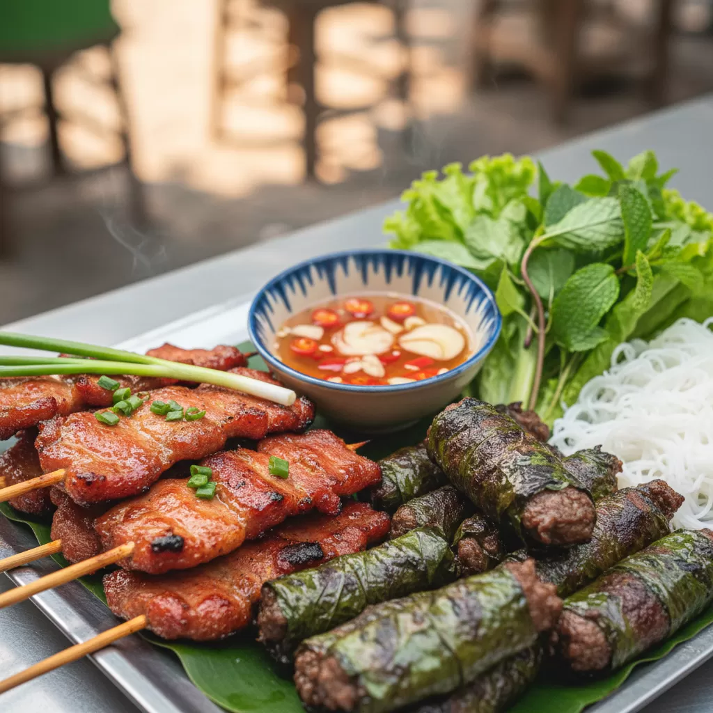 gemini_image_1770284559 Thịt nướng truyền thống với hương vị đậm đà là linh hồn của bàn tiệc