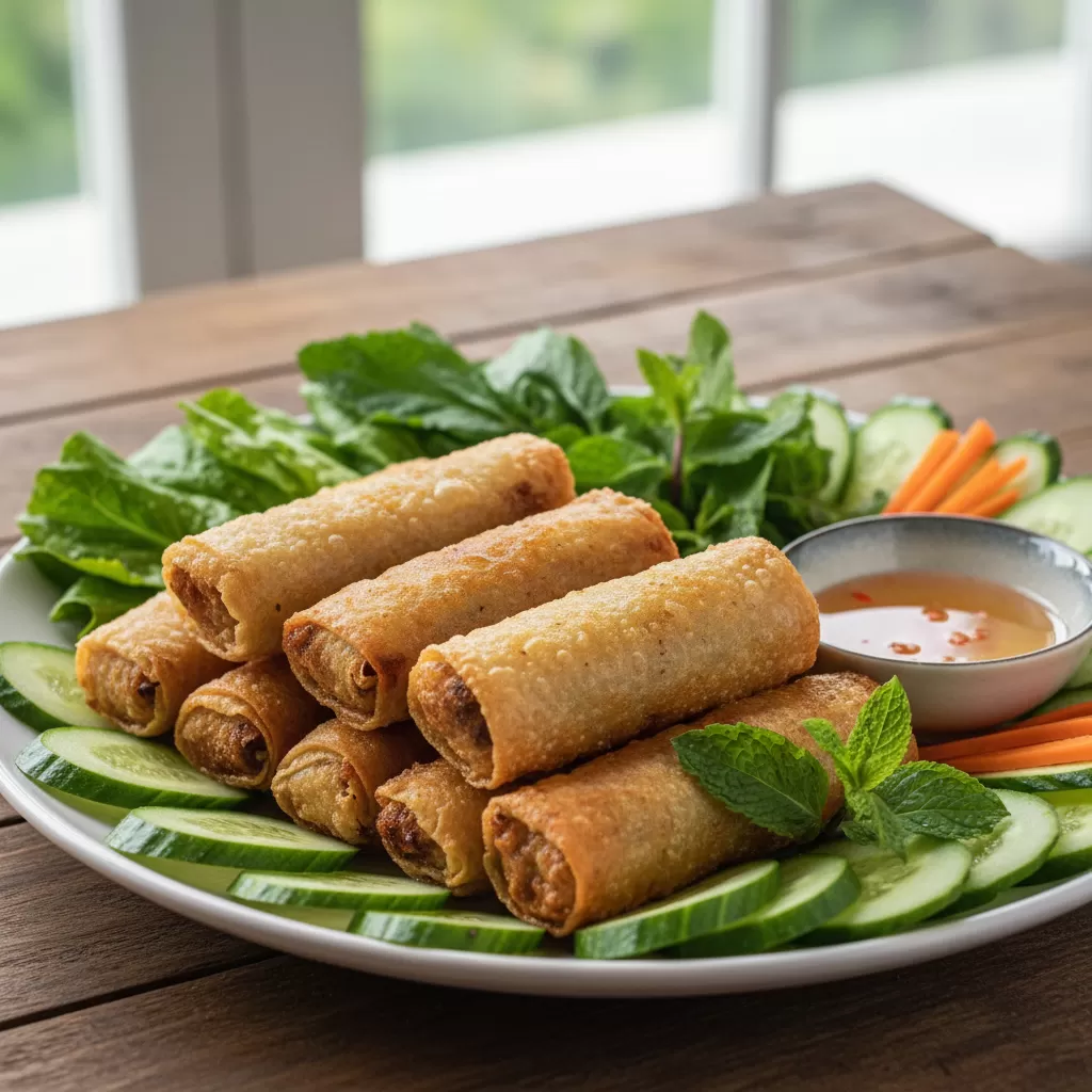 Nem rán chay với lớp vỏ giòn rụm và nhân rau củ đậm đà là món ăn khoái khẩu của nhiều người