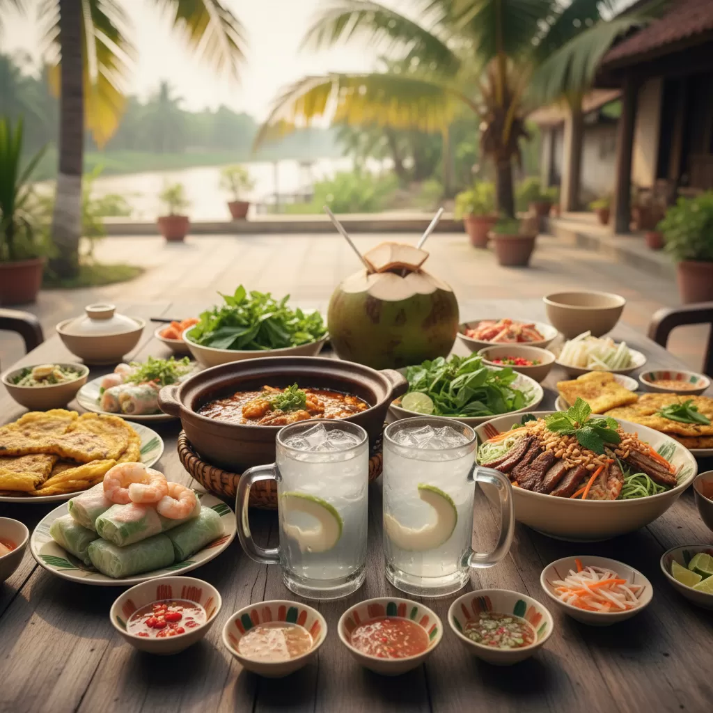 gemini_image_1770286894-1 Nước dừa tươi thanh mát là sự lựa chọn hoàn hảo cho ẩm thực miền Nam