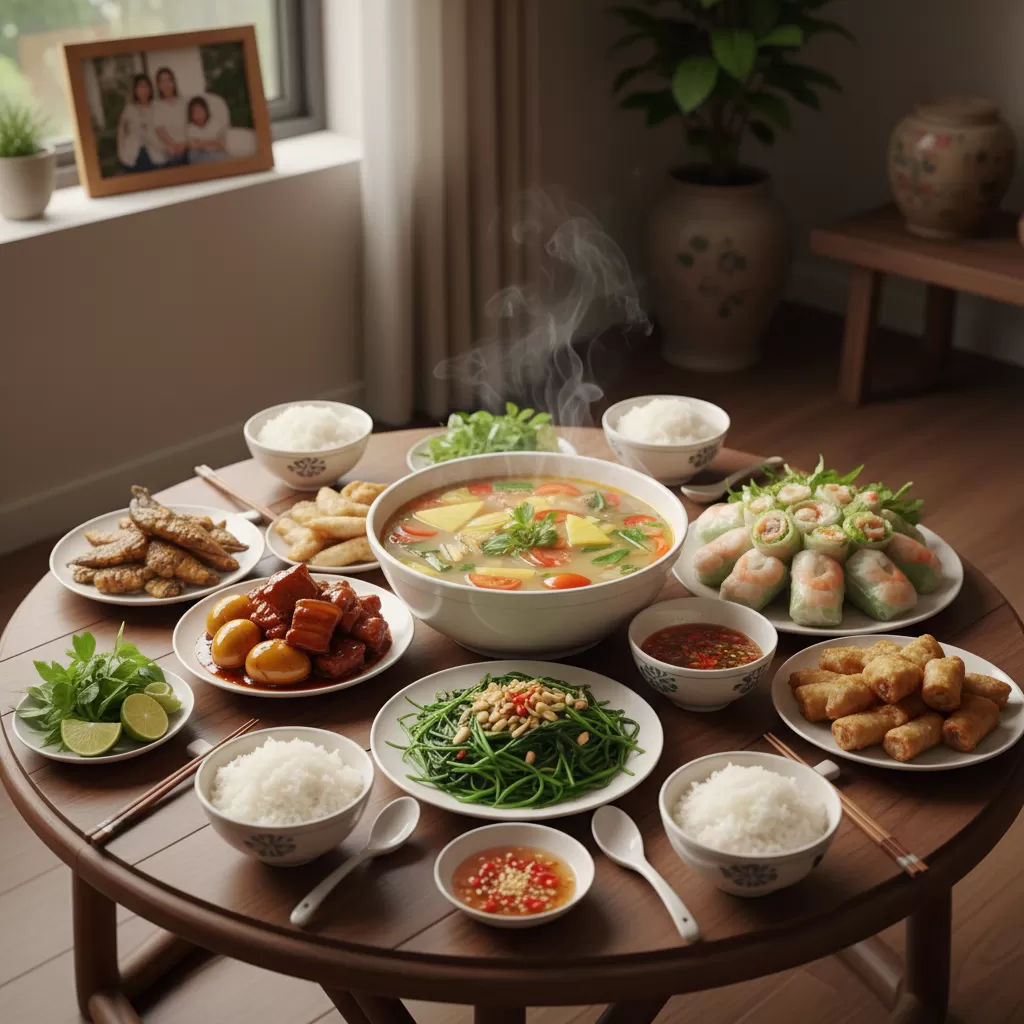 Sự đa dạng của thực đơn món Việt giúp đáp ứng khẩu vị của mọi thành viên trong tập thể