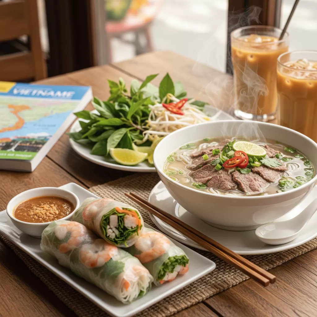 gemini_image_1770288331-1 Set thực đơn truyền thống với Phở và Gỏi cuốn luôn là lựa chọn hàng đầu của khách quốc tế