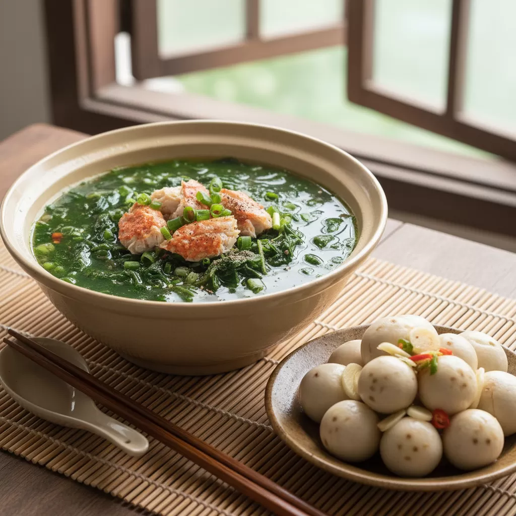 gemini_image_1770292009 Canh cua rau đay và cà pháo là bộ đôi giải nhiệt kinh điển trong thực đơn mùa hạ của người Việt