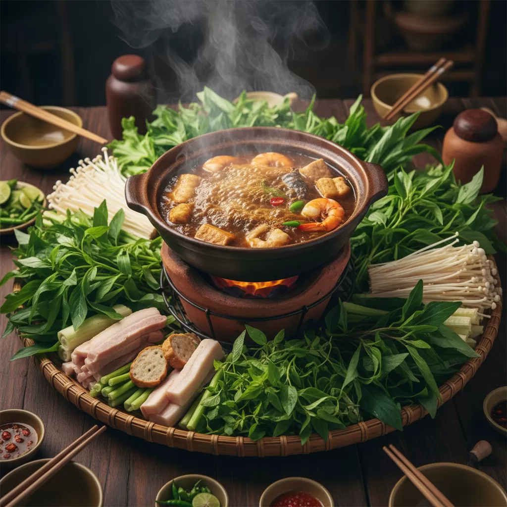 gemini_image_1770292529 Lẩu mắm là món ăn đặc trưng mang lại sự ấm áp trong những ngày mưa