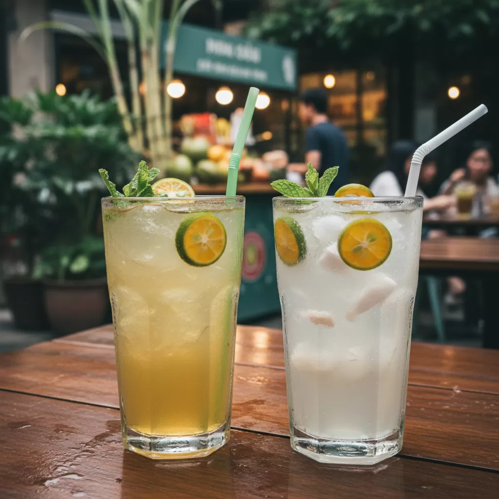 gemini_image_1770292712-1 Nước mía và dừa tắc là những thức uống giải nhiệt đường phố phổ biến