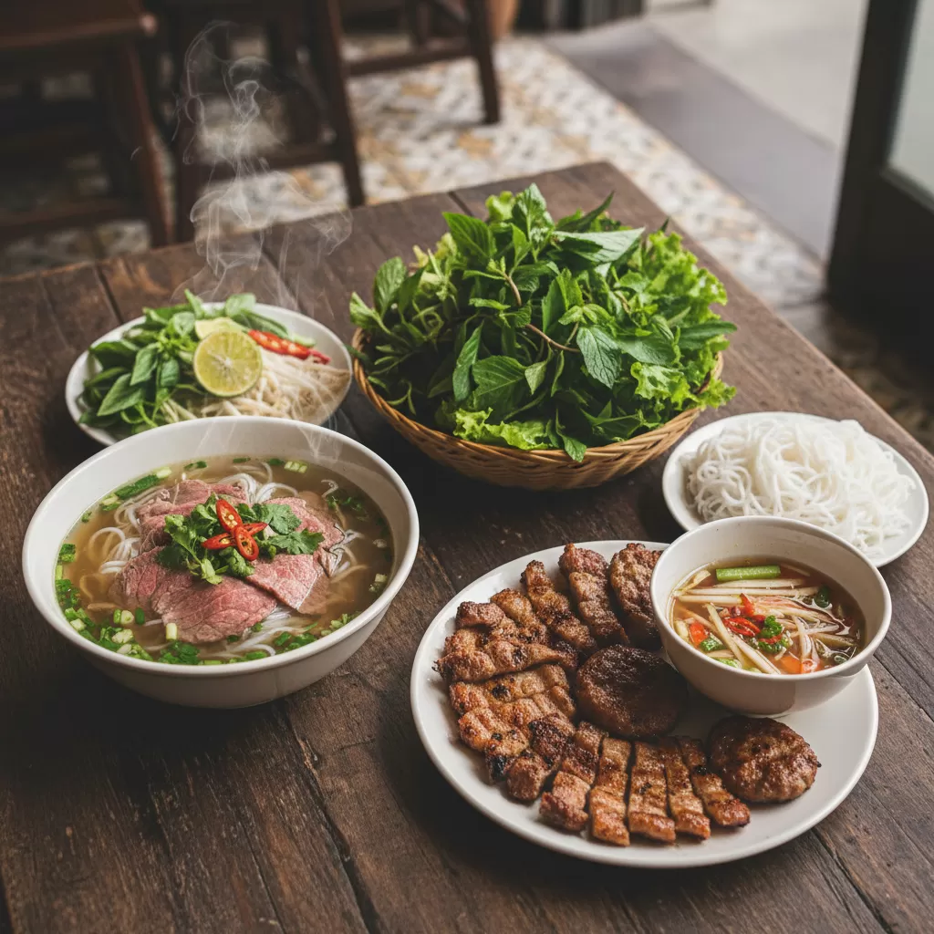 gemini_image_1770293379-1 Phở Hà Nội và bún chả là những đại diện tiêu biểu cho ẩm thực miền Bắc
