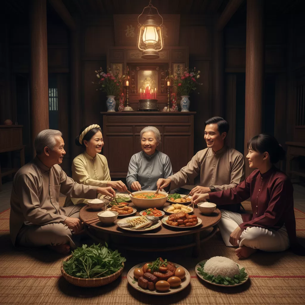 Buổi tối cuối tuần ấm áp bên người thân trong không gian hoài niệm