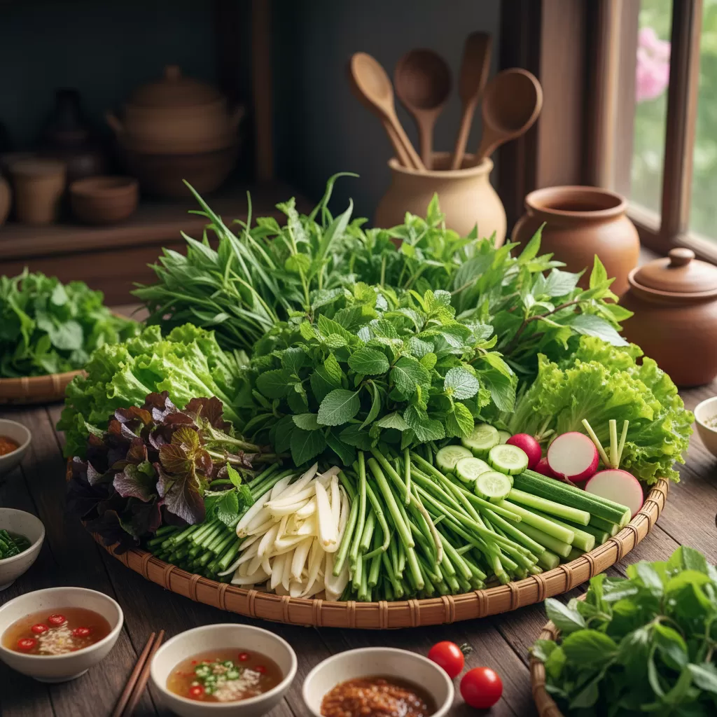 Rau xanh và thảo mộc là thành phần không thể thiếu giúp bổ sung chất xơ trong thực đơn ít tinh bột