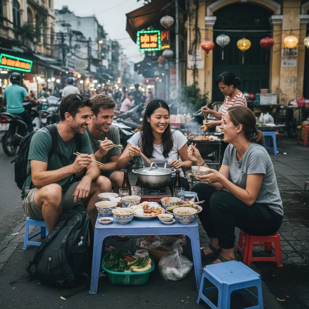 gemini_image_1770301008 Trải nghiệm ăn uống vỉa hè mang lại cảm giác chân thực và gần gũi cho du khách