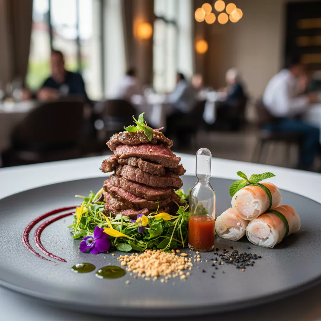 gemini_image_1770301221 Nghệ thuật trình bày món Việt theo phong cách cao cấp dành cho sự kiện