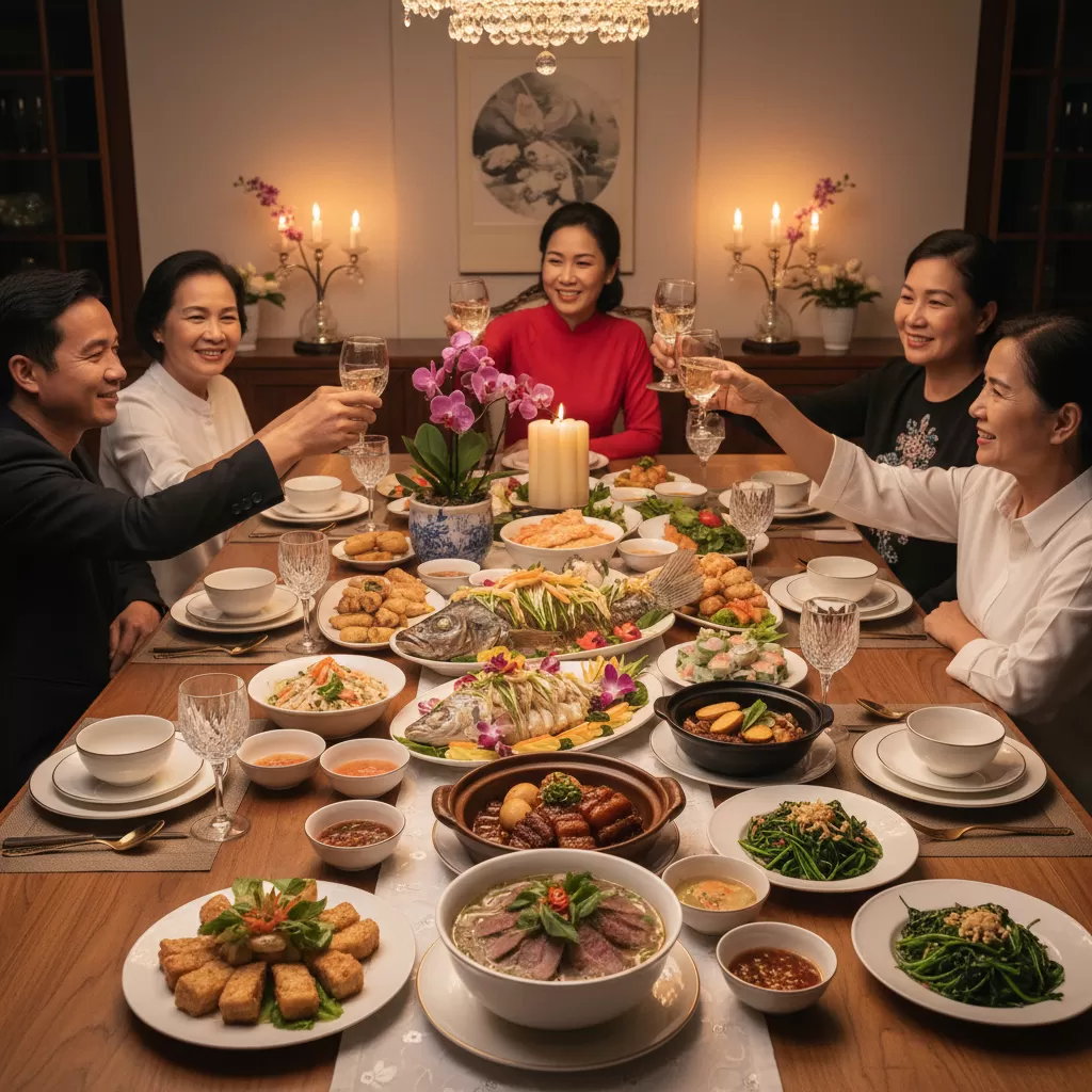 gemini_image_1770302762 Cách bày trí món ăn tinh tế thể hiện sự tôn trọng và lòng hiếu khách đối với gia đình hai bên