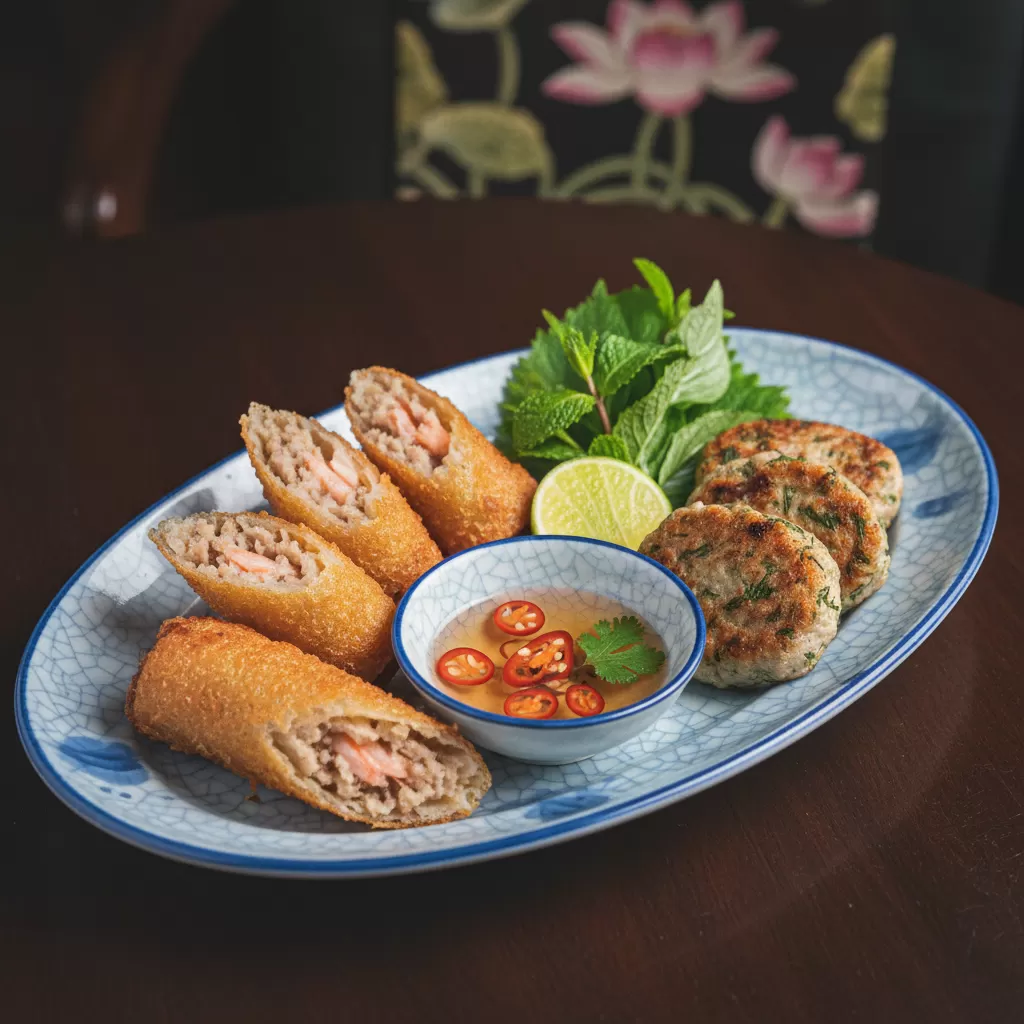 Món Nem công chả phượng được bài trí tinh tế cho ngày kỷ niệm