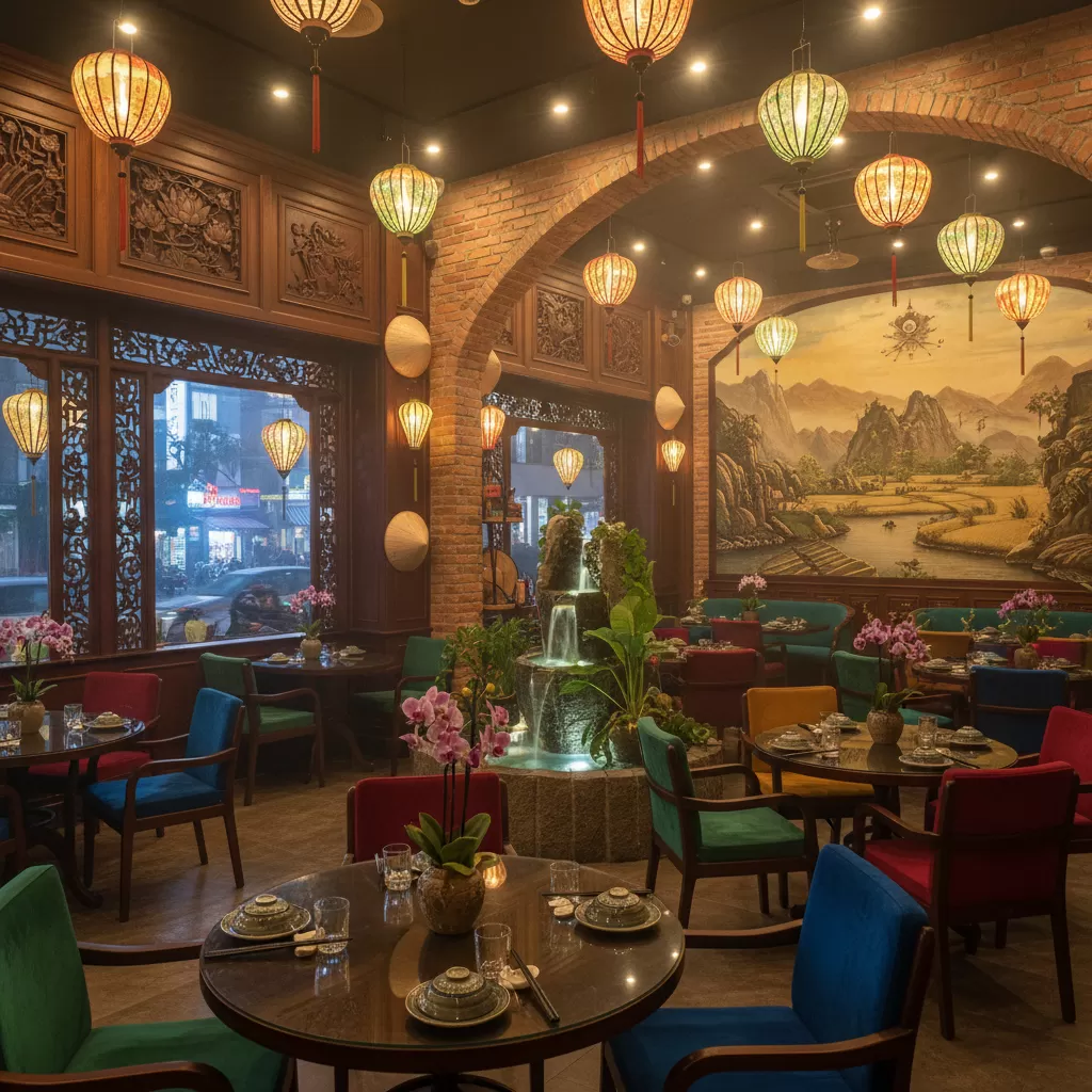 Không gian nhà hàng món Việt sang trọng và ấm cúng tại trung tâm Quận 1