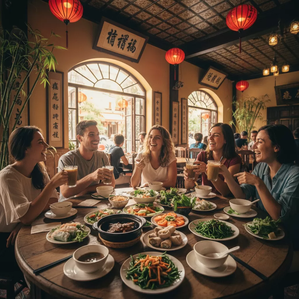 Không gian ấm cúng cho buổi tụ họp bạn bè với các món ăn Việt Nam truyền thống