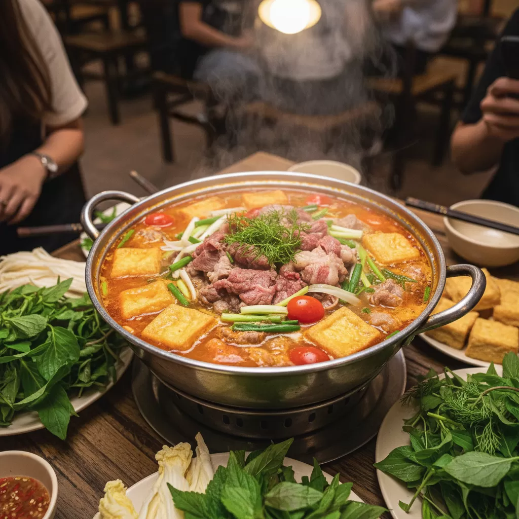 Lẩu riêu cua bắp bò  món ăn lý tưởng để kéo dài những câu chuyện tâm tình