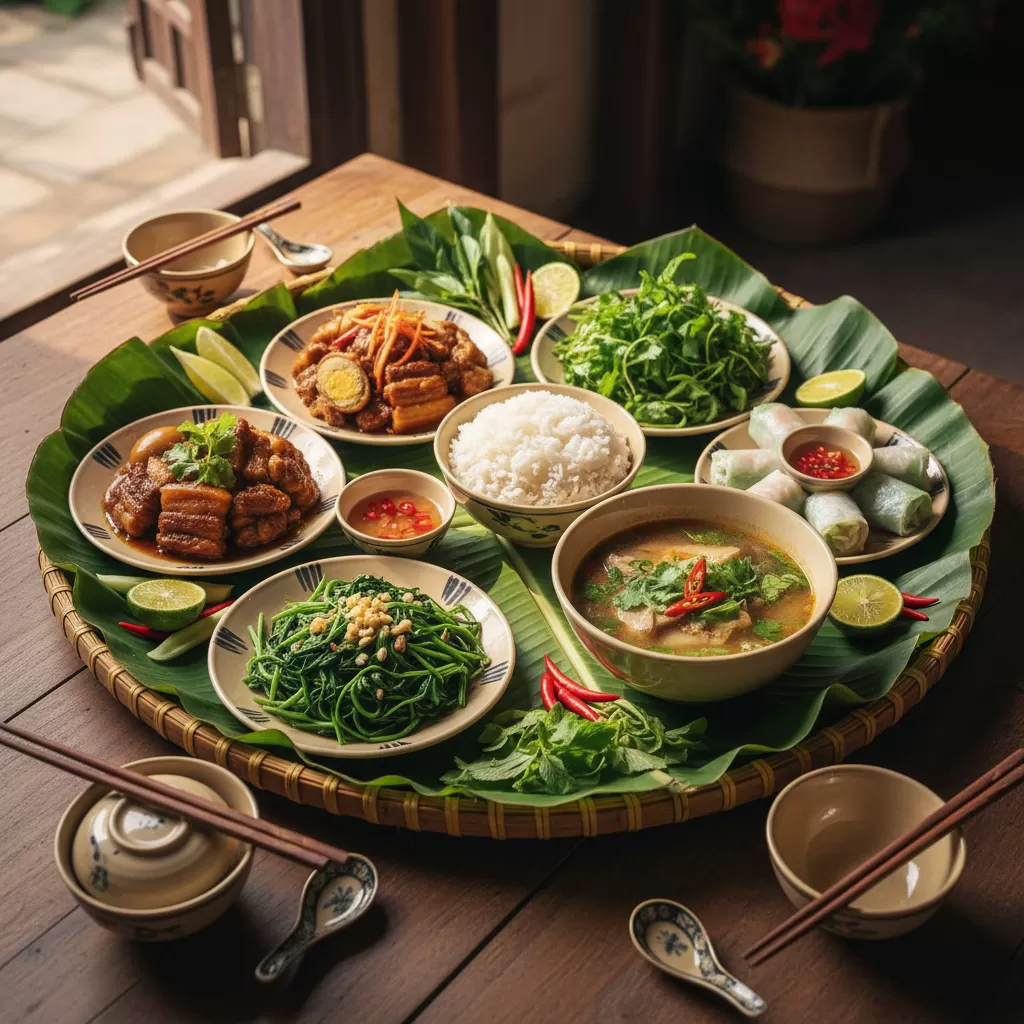 Nghệ thuật bày trí mâm cơm truyền thống giúp nâng tầm trải nghiệm ẩm thực