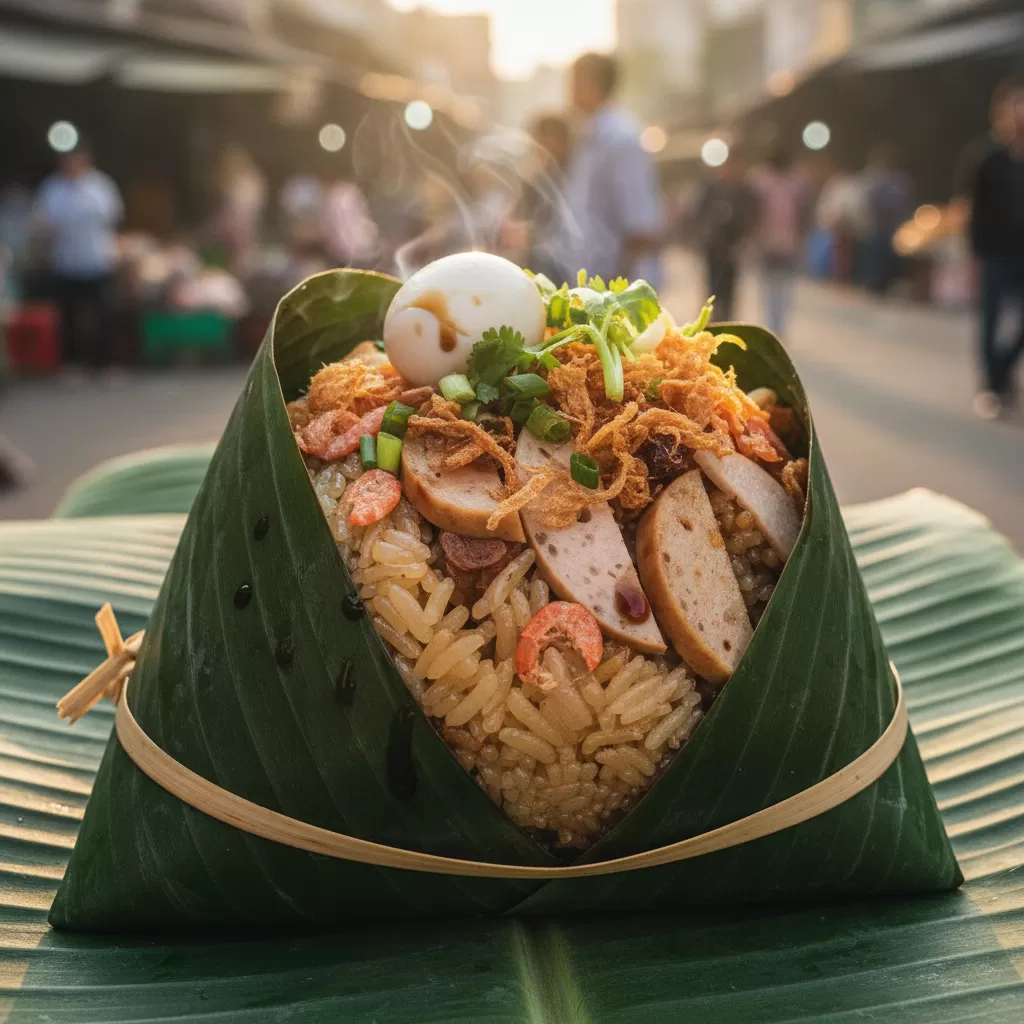 gemini_image_1770306524 Gói xôi mặn ấm nóng thức quà sáng quen thuộc của bao thế hệ học trò