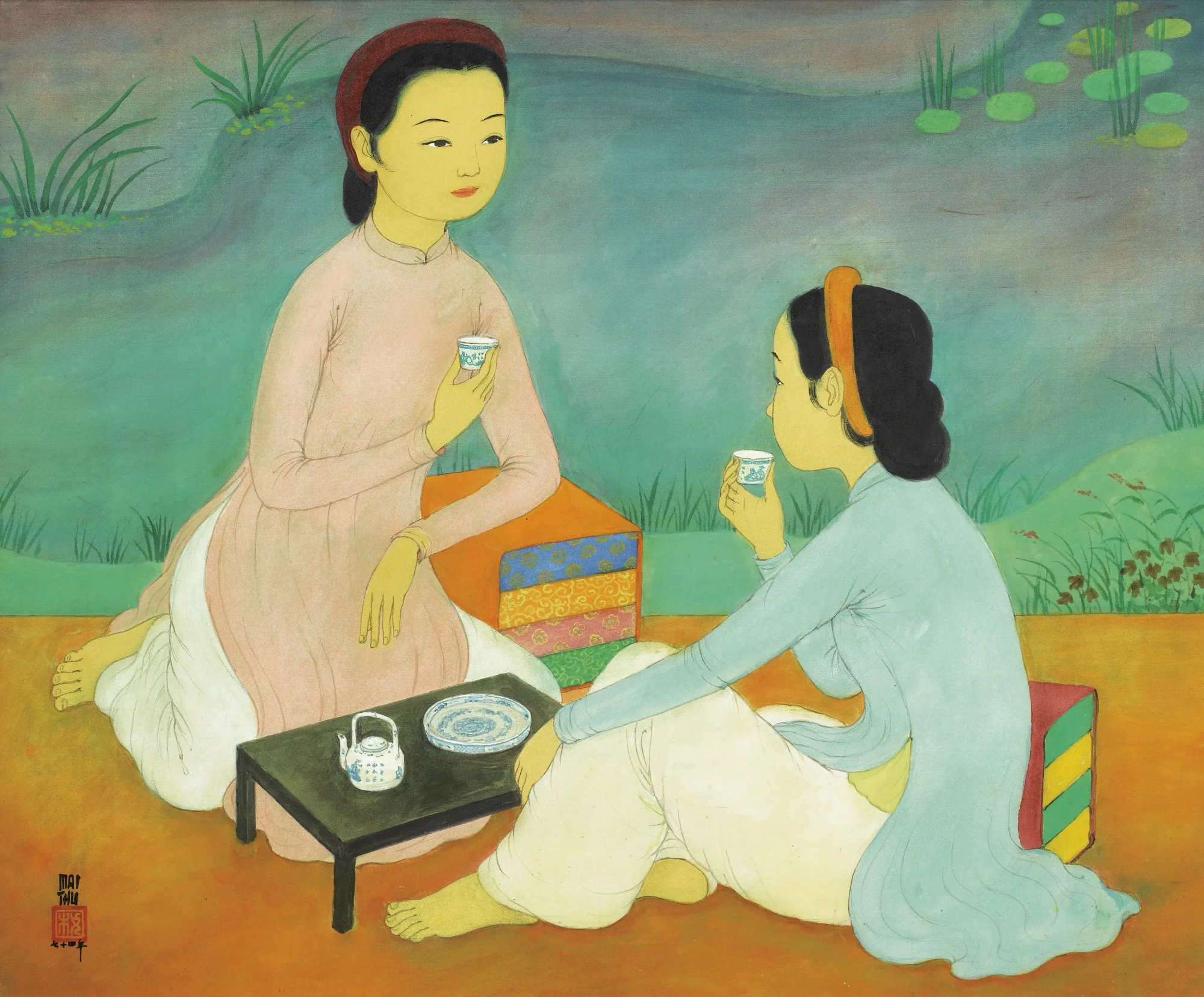 Trải nghiệm thưởng trà trong nhà rường mang lại cảm giác kết nối mạnh mẽ với di sản