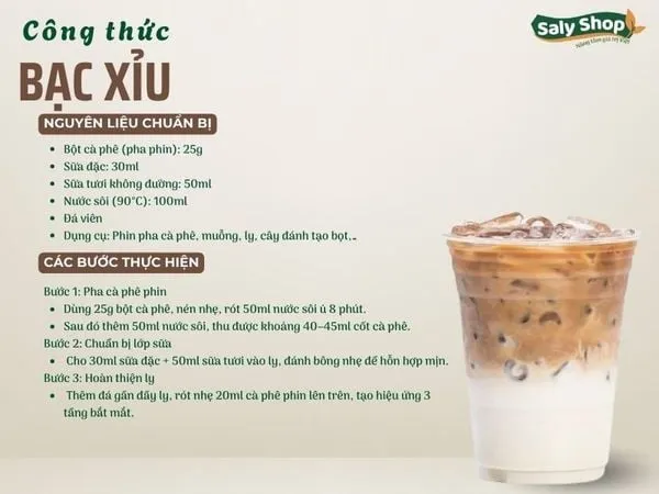 Bộ nguyên liệu cơ bản để tạo nên ly bạc xỉu nóng chuẩn vị tại nhà