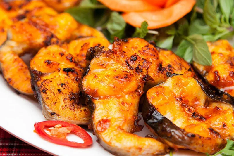 ca-tam-nuong-muoi-ot Cá Tầm Suối Nướng Muối Ớt Cay Tê Lưỡi Tuyệt phẩm ẩm thực từ dòng suối lạnh